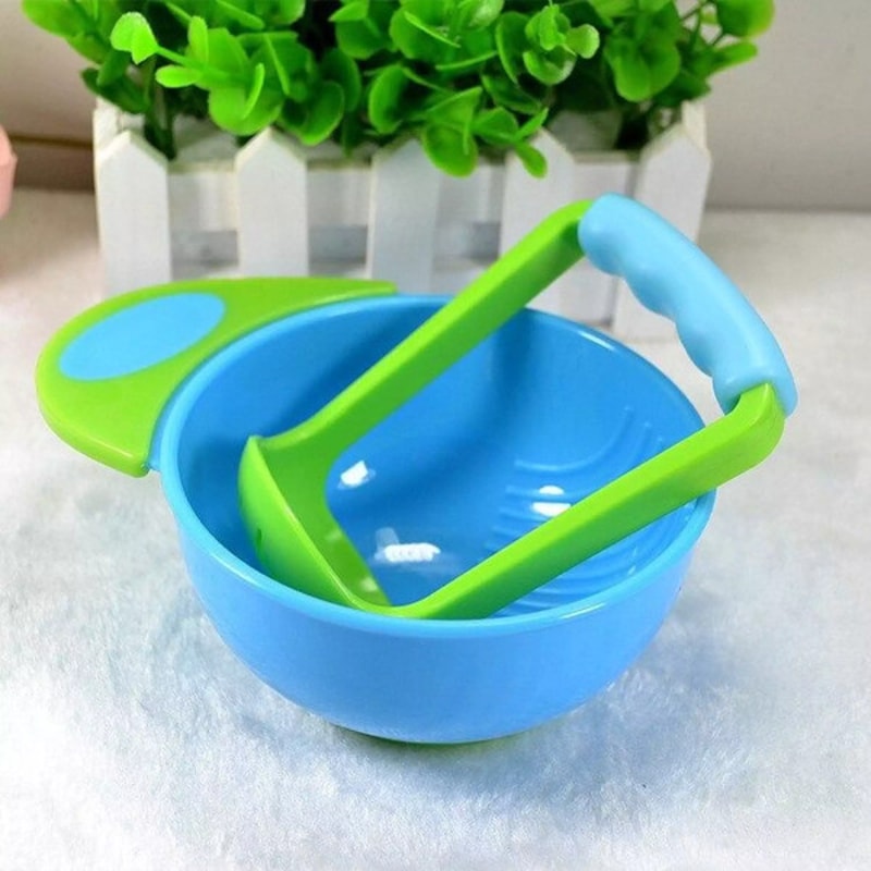 Food Masher Bowl Set for Baby Food. blue