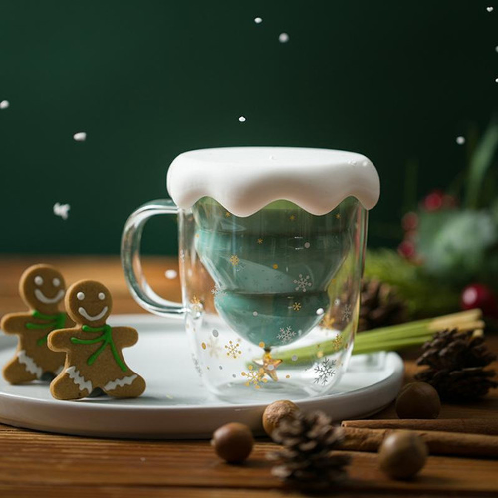 Christmas Tree Insulated Glass Coffee Mug 2