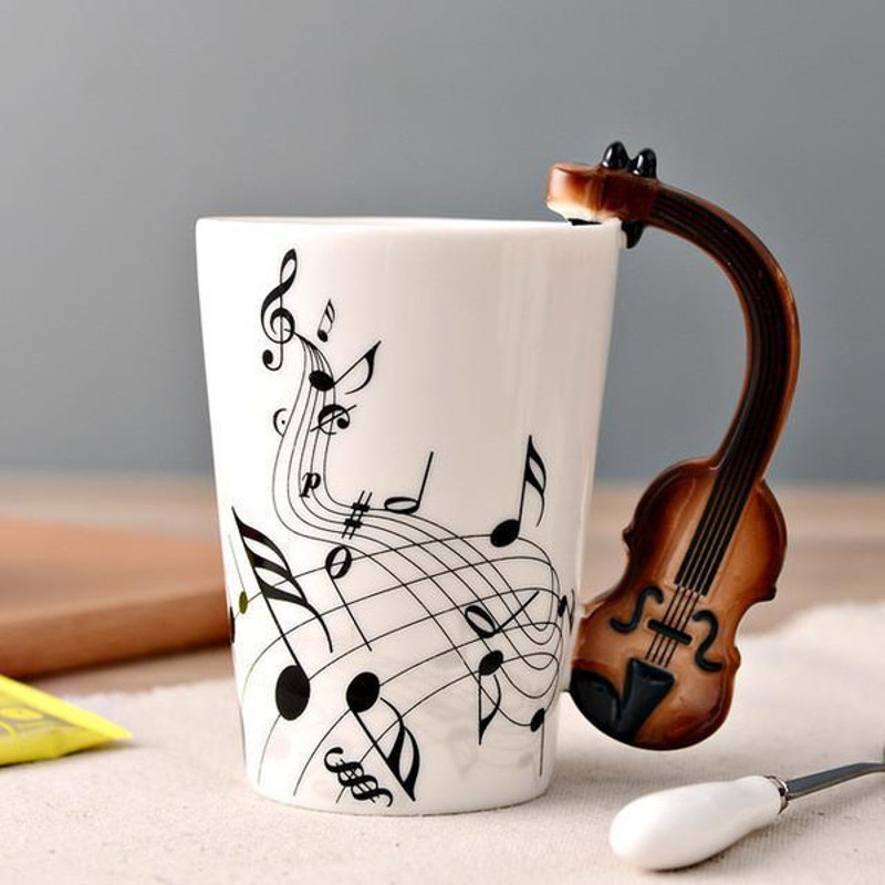 durable ceramic guitar mugs for sale