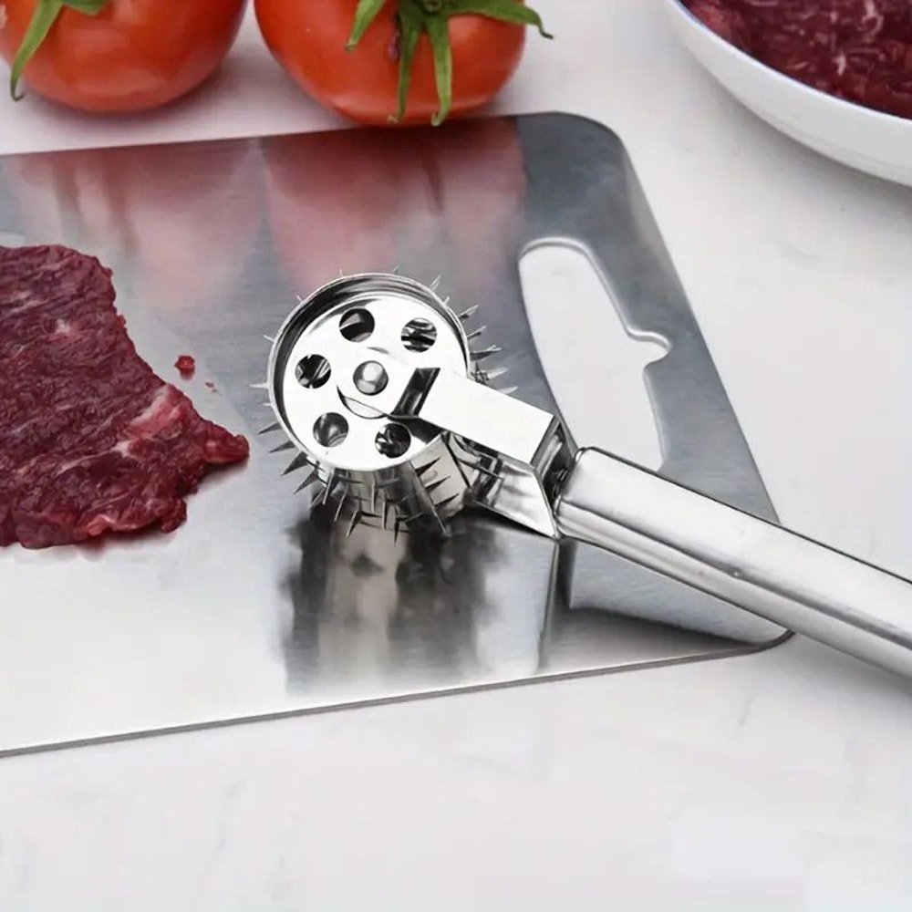 Stainless Steel Meat Tenderizers Roller Rolling Tenderizer With Ultra Sharp Needle Blades Tenderizi 2