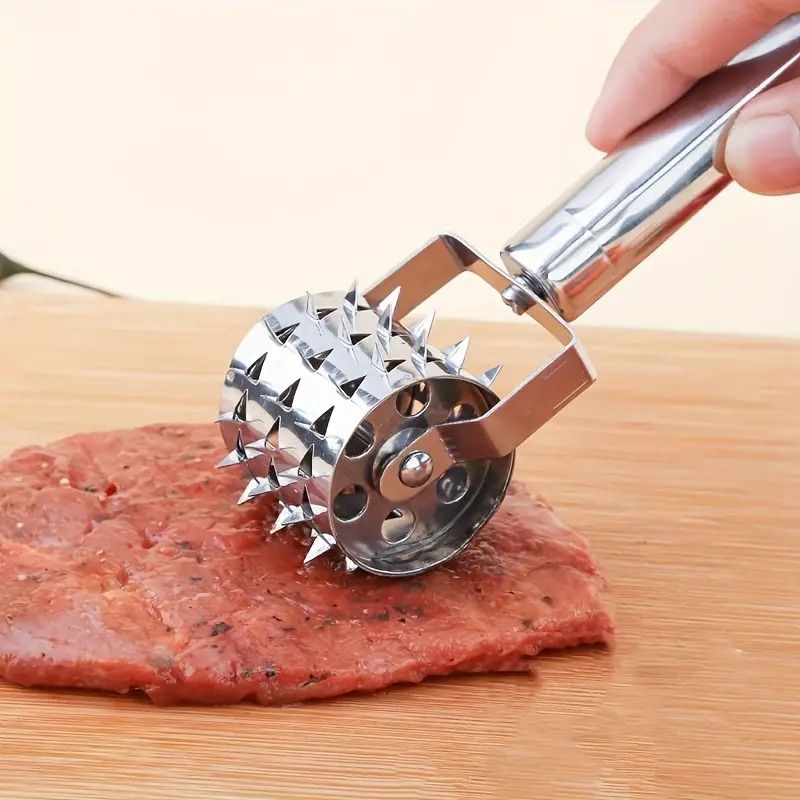 Stainless Steel Meat Tenderizers Roller Rolling Tenderizer With Ultra Sharp Needle Blades Tenderizi 0