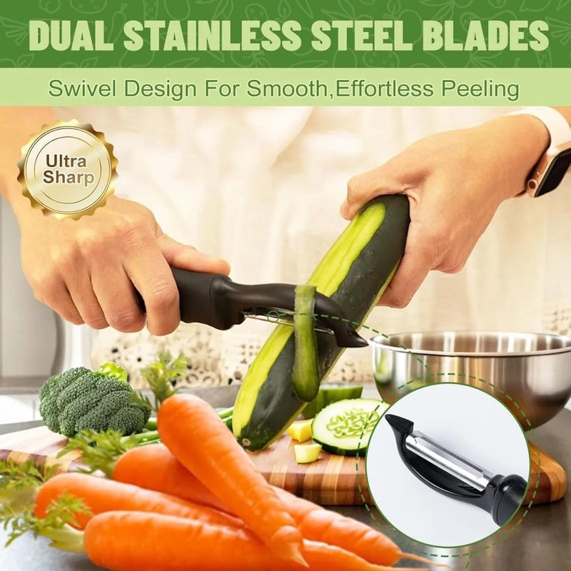 2PCS Swivel Vegetable Potato Peeler With Comfortable Handle Efficient Veggie Fruit Peeler Set 1
