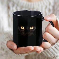 11oz black cat ceramic coffee mug – heartwarming gift for cat lovers