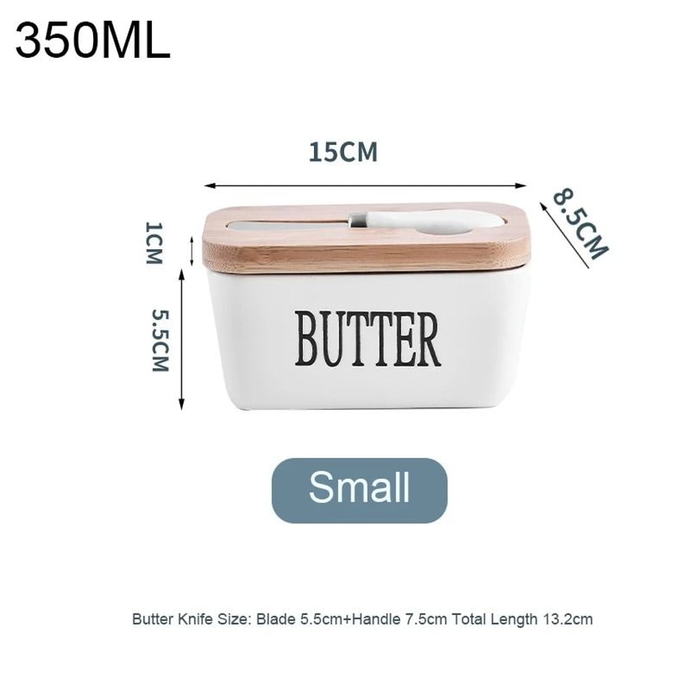 Ceramic Butter Dish With Bamboo Lid And Knife Glossy Finish Butter Keeper For Countertop Cheese St 4