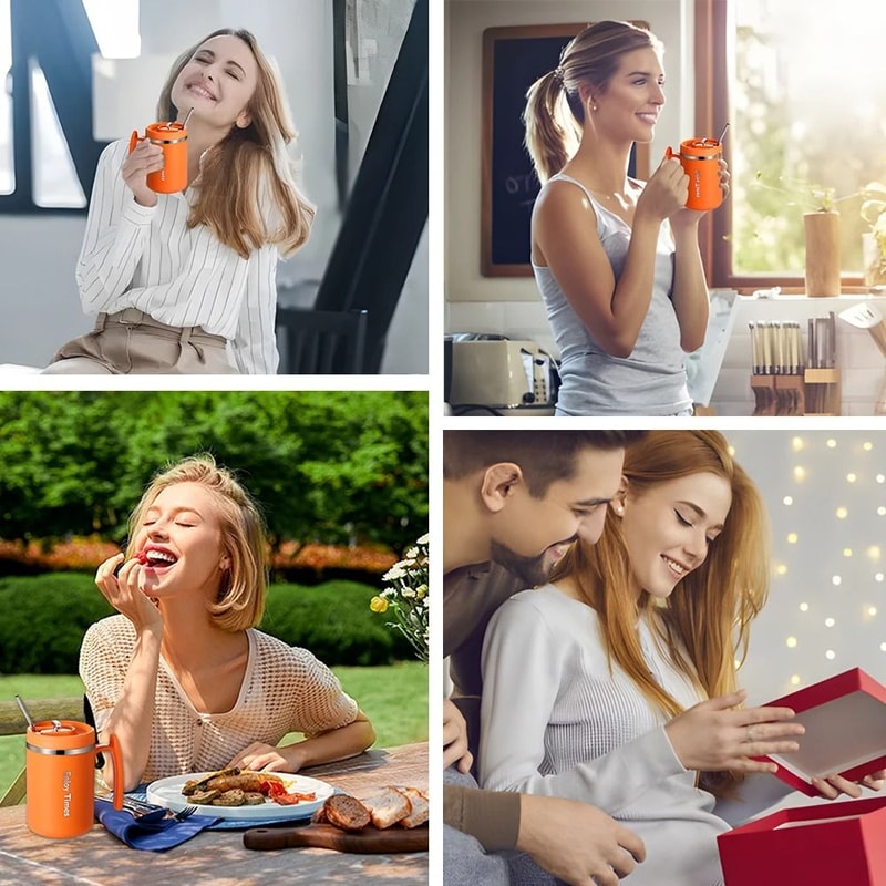 500ML Stainless Steel Tea Infuser Mug With Lid Ideal For Office And Travel 4