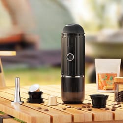 portable 2-in-1 italian capsule coffee maker – automatic heating & grinding for camping and travel