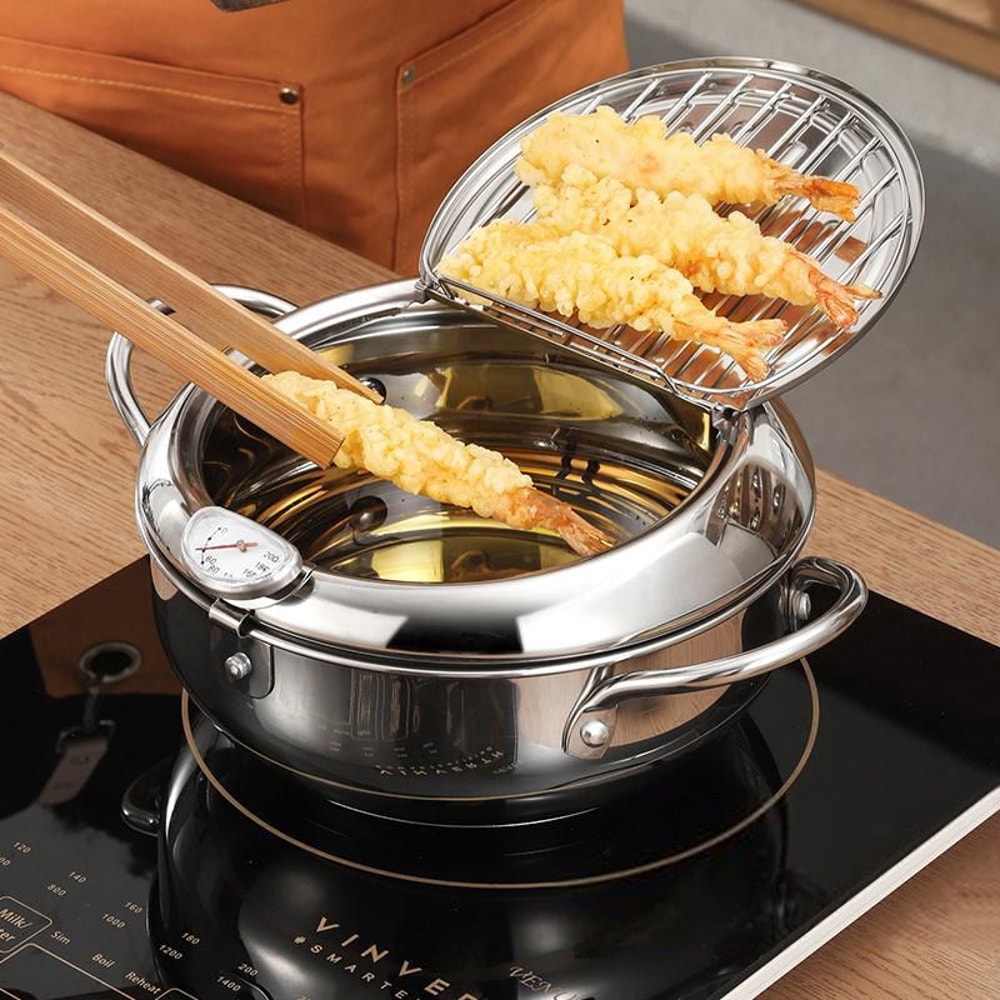 Stainless Steel Temperature Control Fryer With Thermometer Deep Frying Pot For Perfectly Cooked Mea 1
