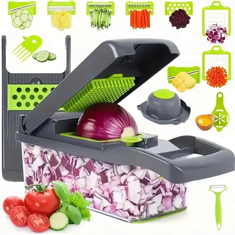 Multifunctional Vegetable Chopper Handle Food Grate Slicer Dicer for Effortless Kitchen Prep