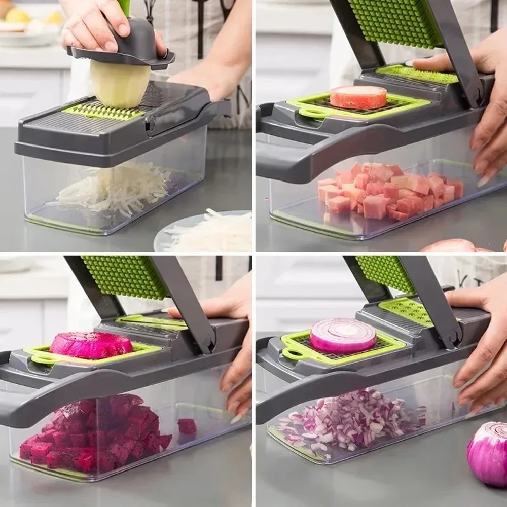 Multifunctional Vegetable Chopper Handle Food Grate Slicer Dicer for Effortless Kitchen Prep