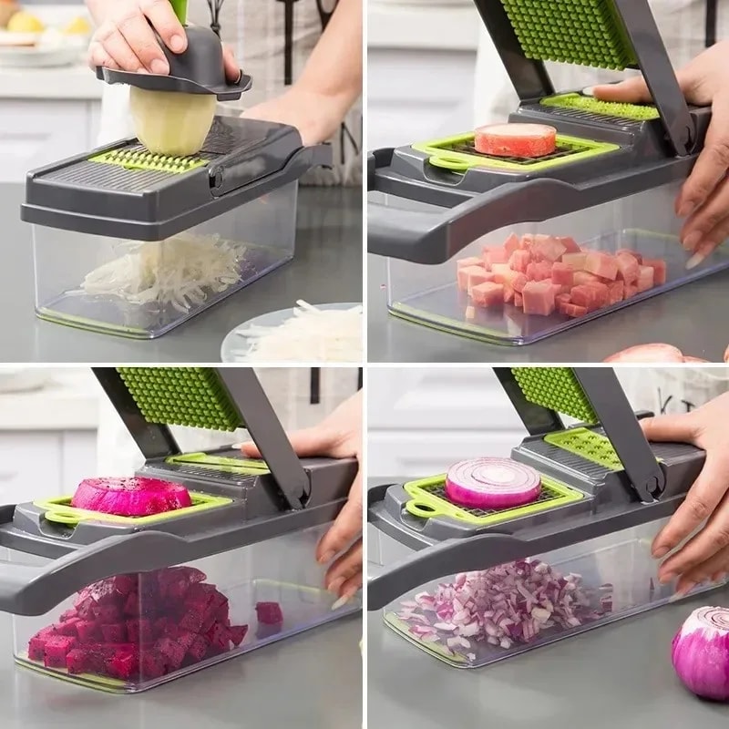 Multifunctional Vegetable Chopper Handle Food Grate Slicer Dicer for Effortless Kitchen Prep