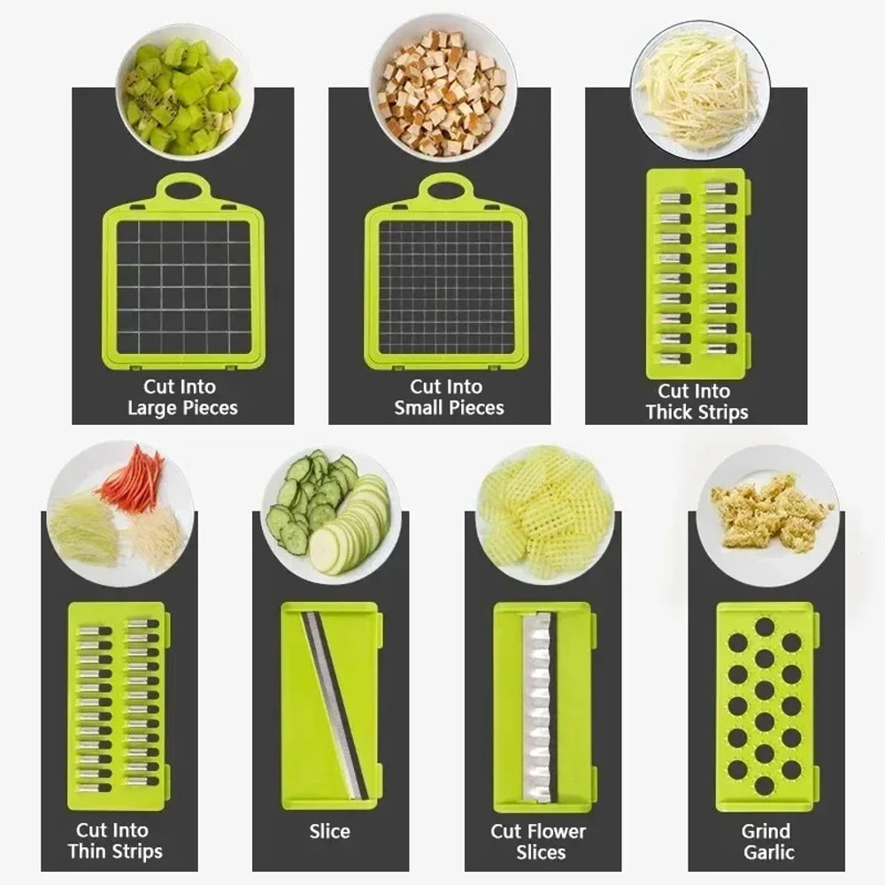 Multifunctional Vegetable Chopper Handle Food Grate Slicer Dicer for Effortless Kitchen Prep
