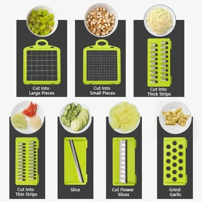 Multifunctional Vegetable Chopper Handle Food Grate Slicer Dicer for Effortless Kitchen Prep