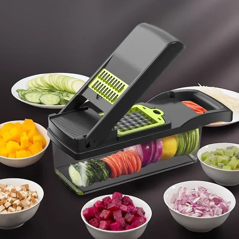 Multifunctional Vegetable Chopper Handle Food Grate Slicer Dicer for Effortless Kitchen Prep