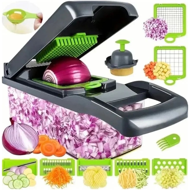 Multifunctional Vegetable Chopper Handle Food Grate Slicer Dicer for Effortless Kitchen Prep