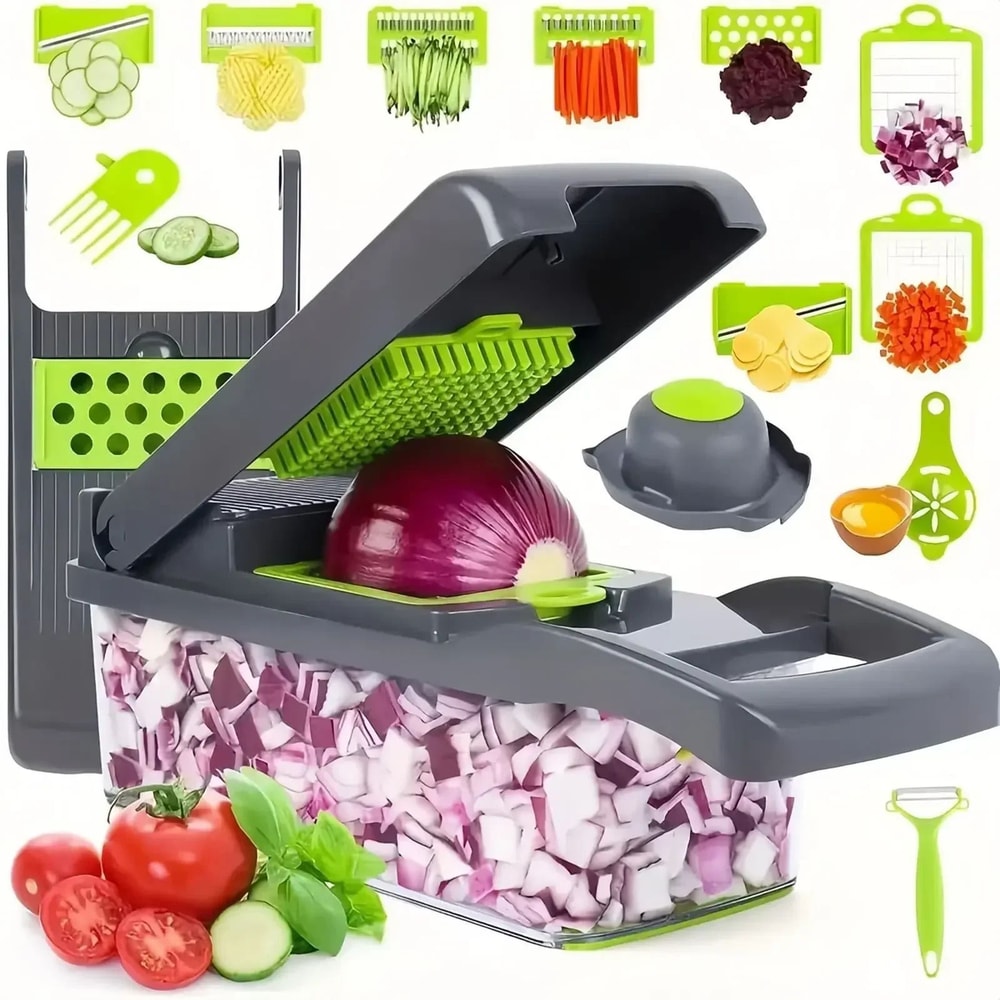 Multifunctional Vegetable Chopper Handle Food Grate Slicer Dicer for Effortless Kitchen Prep