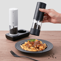 electric salt and pepper grinder with led light, adjustable seasoning mill for cooking and spices