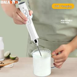 3 in 1 portable rechargeable electric milk frother foam maker, handheld foamer, coffee frothing wand
