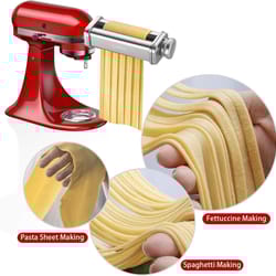 adjustable pasta attachment for kitchenaid mixer, stainless steel noodle fit-all accessory