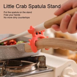 silicone utensil rest,crab shaped spoon holder for pots &pans,heat resistant kitchen gadget,antislip stove top organizer