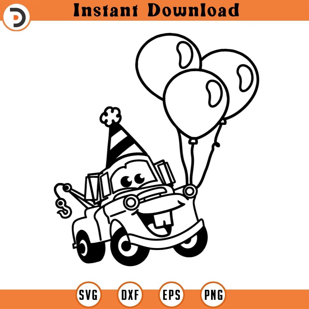 SVG4621-Cars SVG birthday balloons tow mater dxf png clipart , cut file outline silhouette.jpg