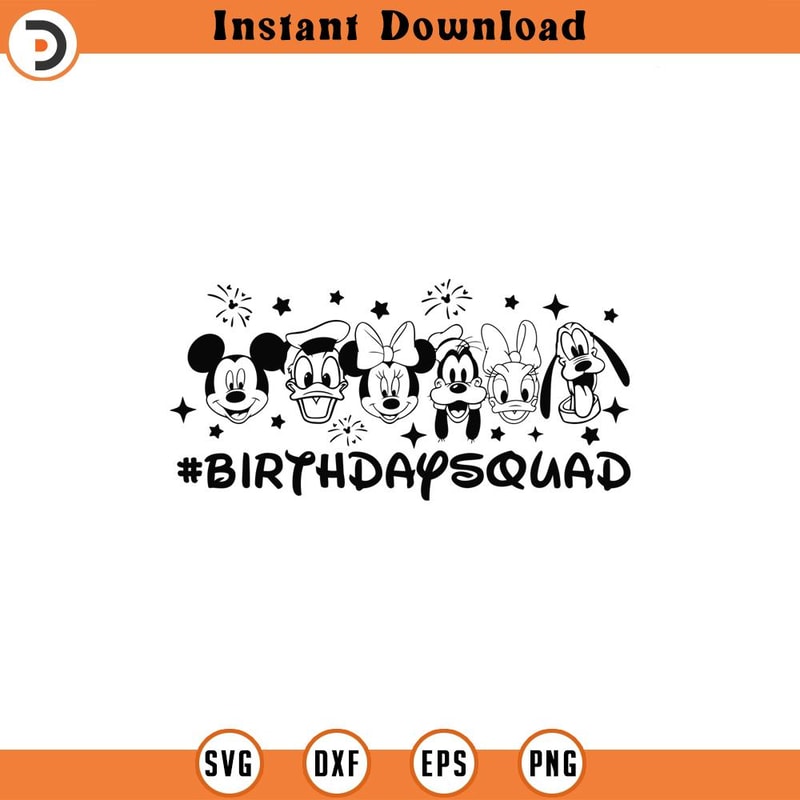 SVG173-Birthday Squad SVG, Mouse and Friends Birthday SVG, Happy Birthday SVG, Birthday Girl SVG, Birthday Boy SVG, Png SVG Files For Print and Cut.jpg