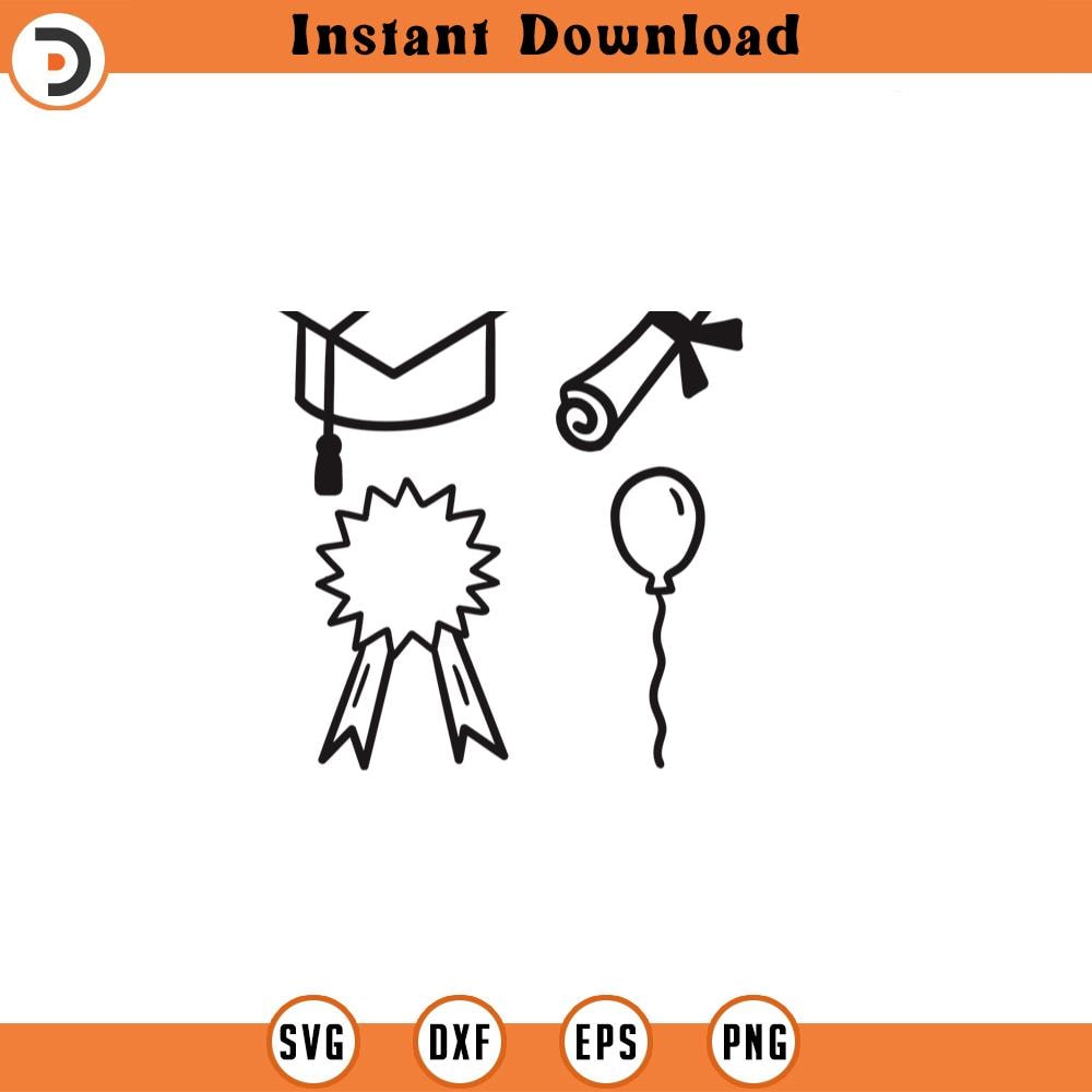 SVG1310-Graduation Doodle SVG Bundle, Graduation Svg, Graduation Cap, Diploma Svg, Graduation Ribbon Svg, Doodle Svg, Cut Files Cricut, Silhouette.jpg