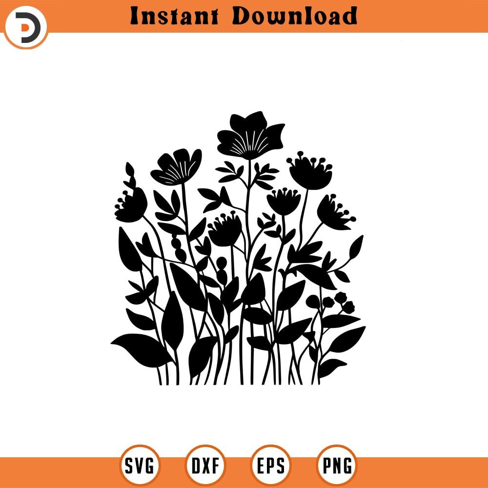 SVG1880-Plants SVG, Flower SVG, Plant Lover SVG, Plant Doodle svg, Hand Drawn Plants svg, Cut File for Cricut, Silhouette.jpg