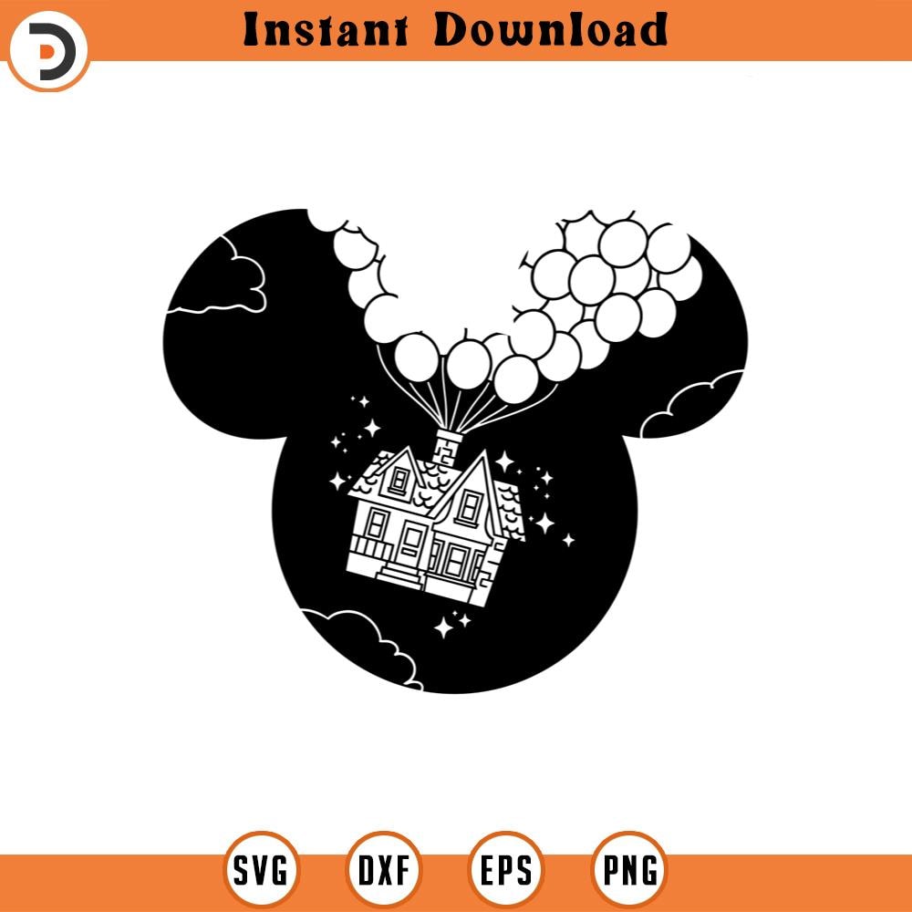 SVG4350-UP SVG , Up house png clipart disneyland ears , cut file sillhouette.jpg