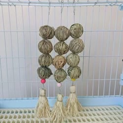 natural straw ball hanging string rabbit toy for boredom relief