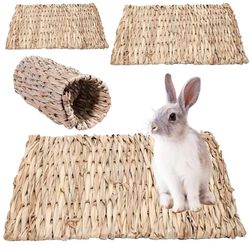 Small Animal Chew Mat: Woven Straw Pad for Hamster Cage - Guinea Pig & Hamster House