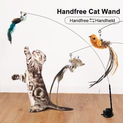 powerful suction cup cat wand toy with bell for interactive hunting exercise