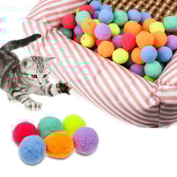 colorful interactive stretch plush ball cat toys - cute & funny pom pom chew toy