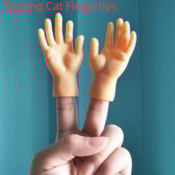 silicone hand puppet: funny mini hands for cat teasing - novelty prank toy props