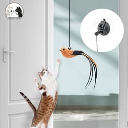 interactive cat toy: retractable hanging door simulation bird & mouse scratch rope - funny self-entertainment for pets