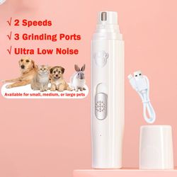 Electric Dog Nail Grinder: Painless 2-Speed Trimmer for Pets