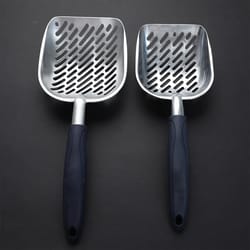 large metal cat litter scoop: long handle & deep shovel pet cleaning tool