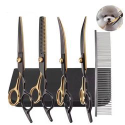 6.5" Pet Grooming Kit: Cat & Dog Scissors Set - Hair Thinning Shears