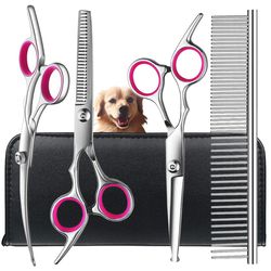 Stainless Steel Dog Grooming Scissors: Safe Round Tip Set for Precise Trimming