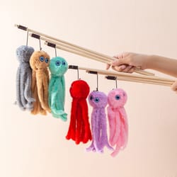 interactive octopus plush cat stick: fun teaser toy for cats - kitten rod wand and accessories
