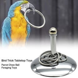 bird parrot training toys for interactive intelligence development: stacking metal ring sets & supplies