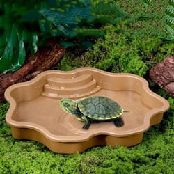 turtle pool & bathing tub, anti-slip reptile habitat with ramp design for turtles, lizards, and tortoises