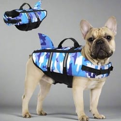 pet dog swimming life vest collar harness, shark fin design summer swimwear clothes for dogs