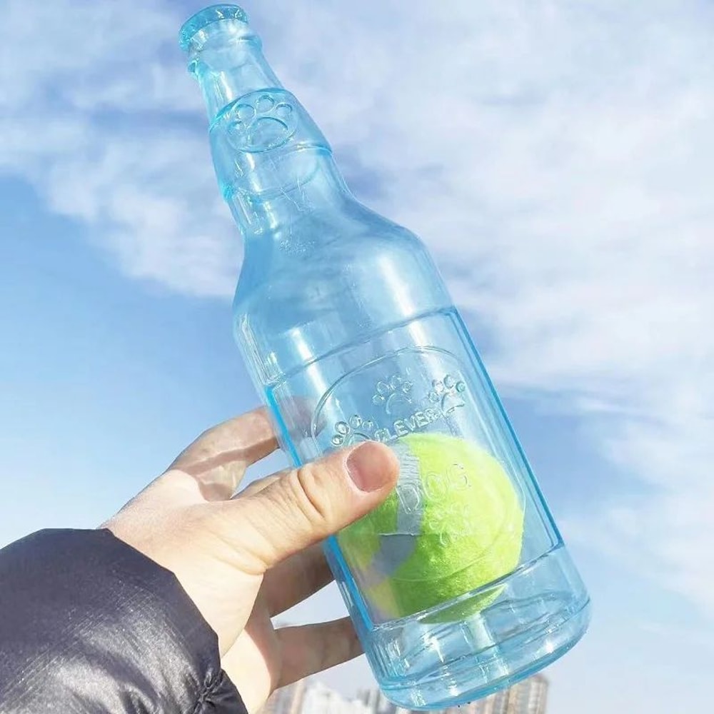 Durable TPR Chew Toy For Dogs BiteResistant Beer Bottle With Squeaky Tennis Ball Interactive Teet 6