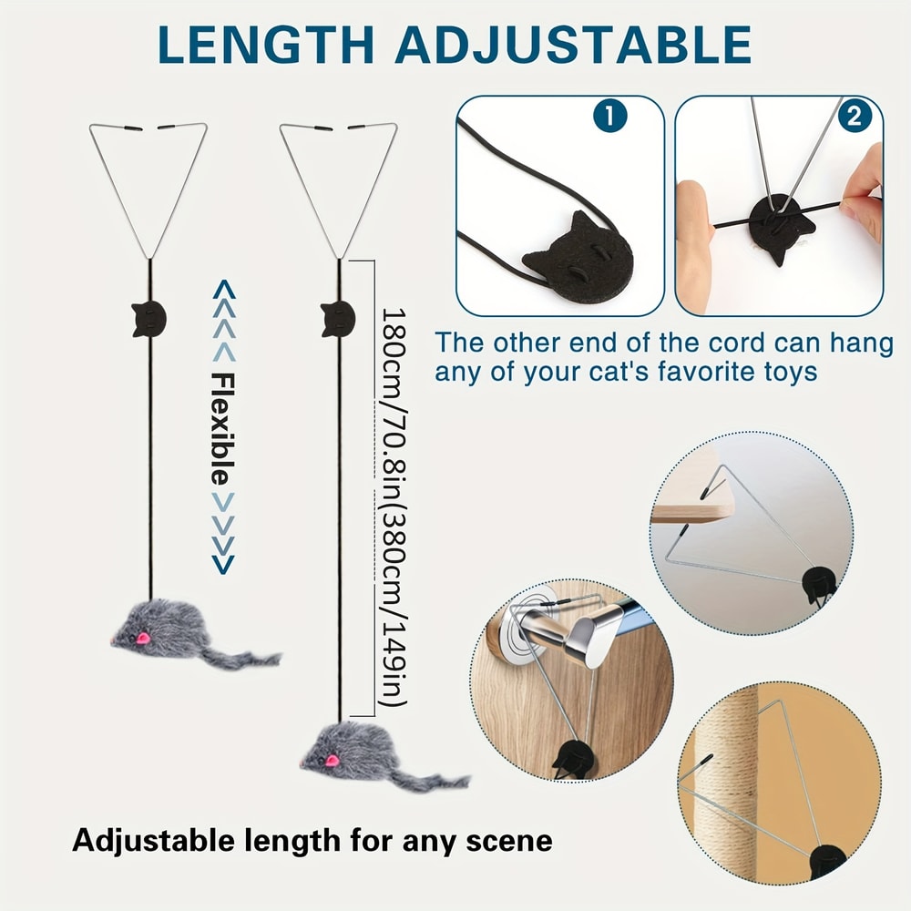 Hanging Cat Toy for Door, Entertaining OmDoor Kitten Teaser with Dangling Feathers, Mental Stimulation & Exercise Toy