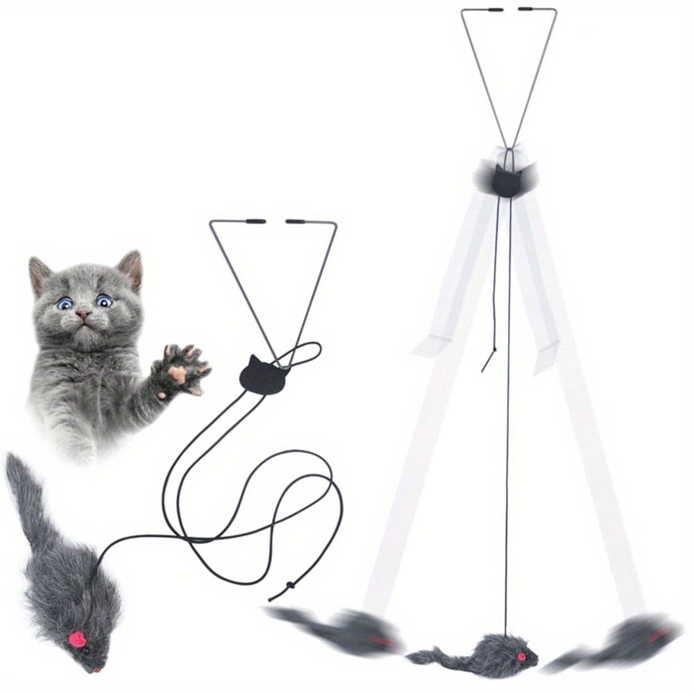 Hanging Cat Toy for Door, Entertaining OmDoor Kitten Teaser with Dangling Feathers, Mental Stimulation & Exercise Toy