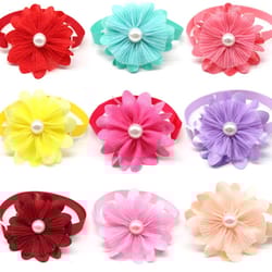 dog bowtie spring pearl collar for small dogs/cats