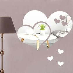 3d glass mirror wall stickers hearts: diy love decals for wedding decor
