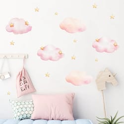 cartoon cloud kids room wall sticker: baby nursery decor diy