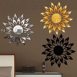 3d sunflower wall sticker: acrylic mirror flame art for home decor