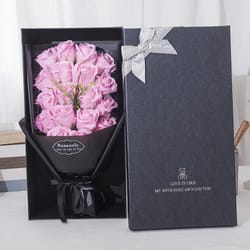 artificial soap flower rose bouquet gift box - perfect valentine's day, birthday, christmas, wedding decoration for moth